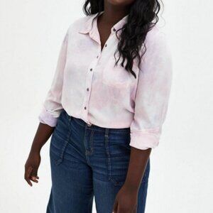 Torrid Women's Lizzie Rayon Twill Button-Up Long Sleeve Shirt - 2X